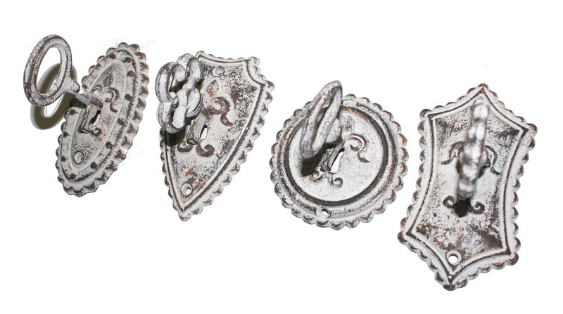 CTW Vintage Key Metal Hooks Set of 4, Antique White - Image 5